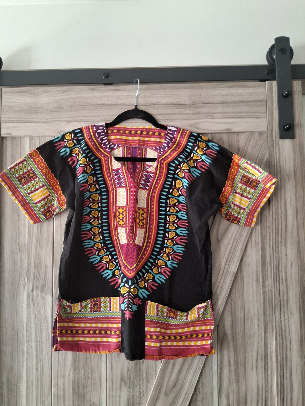 Black Multicolor Women’s Dashiki Short Sleeve Top